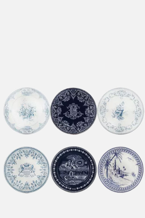 Set of 6 Assorted Mignardise plates - Les Dépareillées Blue