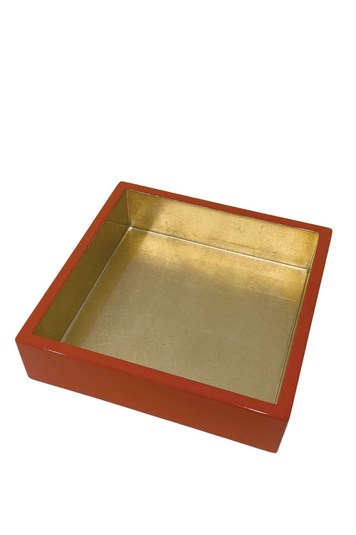 Coral With Gold Lacquer Luncheon Napkin Holders