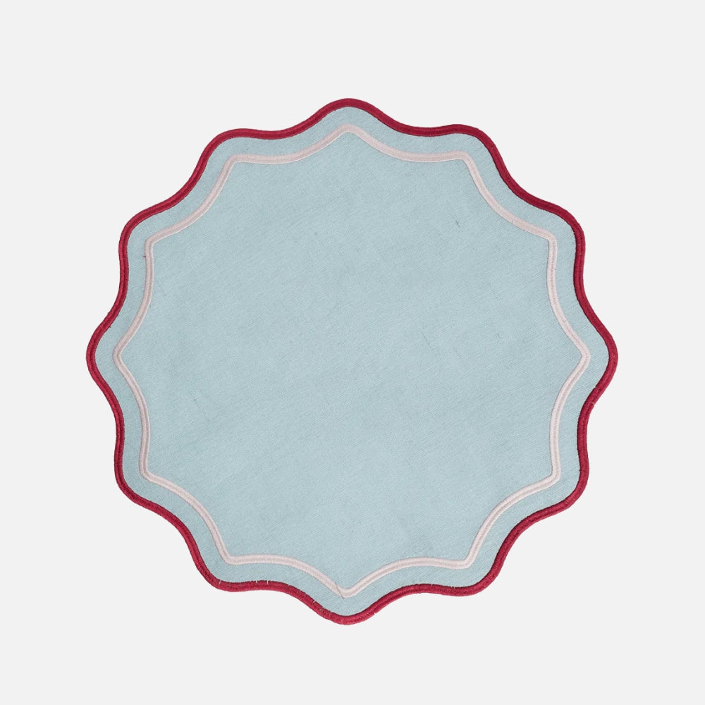 Smerlo Blue Scalloped Placemats, 38cm Set of 2