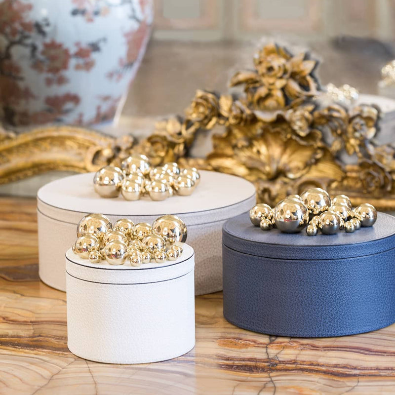 Champagne Sphérades Round Box, Ivory, 18.5cm