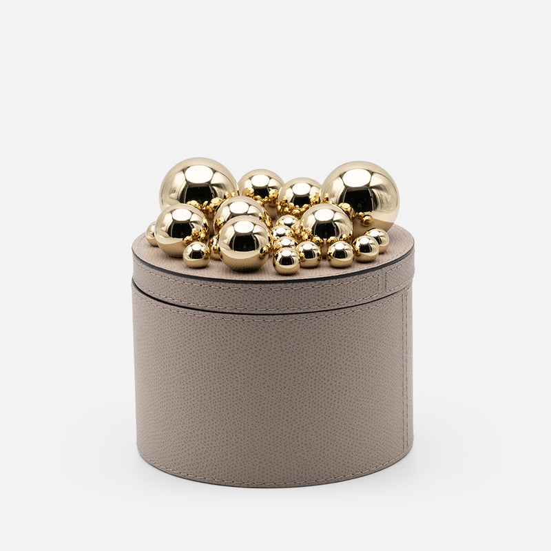 Champagne Sphérades Round Box, Stone, 12.5cm