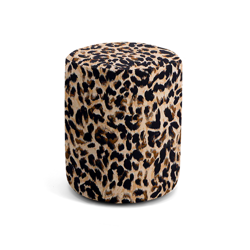 Mobile – Cotton Jacquard Leopard Round Footstool