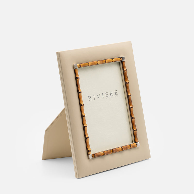 Bice Picture Frame Medium, Ivory/ Chrome