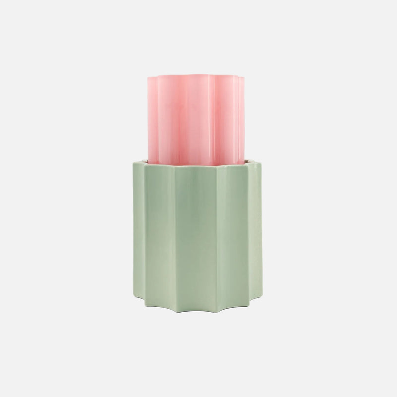 Duetto Vase, Pink & Almond, 28cm
