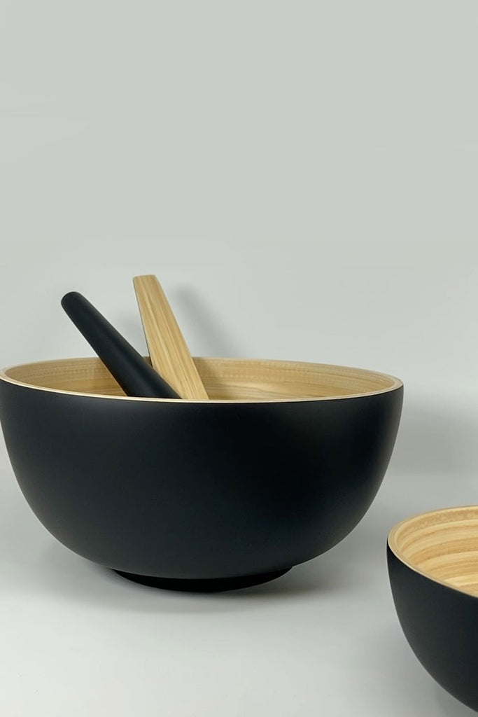 TCHON Bamboo Salad Bowl, 24 cm, Matte Black Maison7