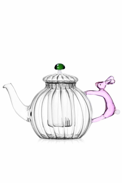 Alice Teapot Pink Rabbit & Green Mushroom