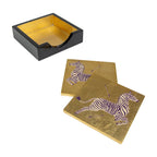Caspari Lacquer coaster set-Gold Zeb