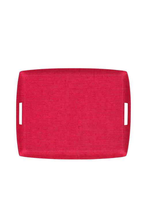 Linen Acrylic Tray, 54x43cm, Raspberry