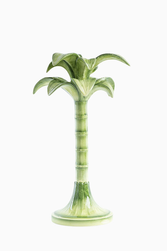 Green Palm Hand-Painted Ceramic Candelabra – 35 cm