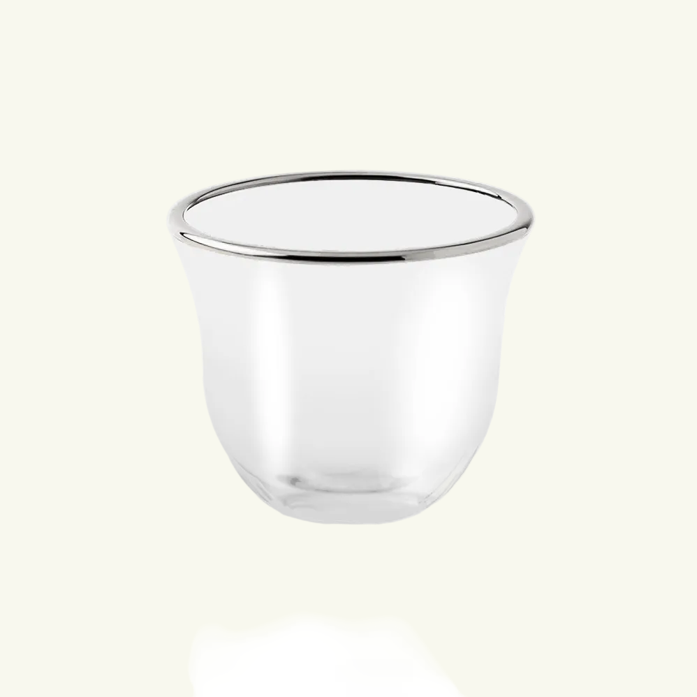 Arabic coffee glass rim Gahwa Silver Set of 6