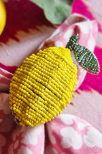 Lemon Beaded Napkin Rings – Set of 2, 6 cm