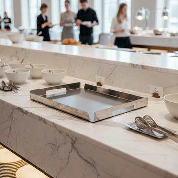 صينية كورا كبيرة من الفولاذ المقاوم للصدأ الفضي