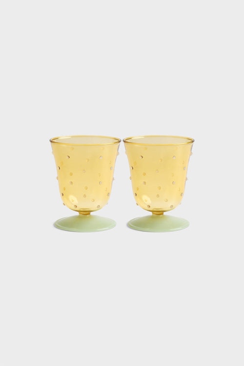 Dot Water Glass, Yellow, Set of 2