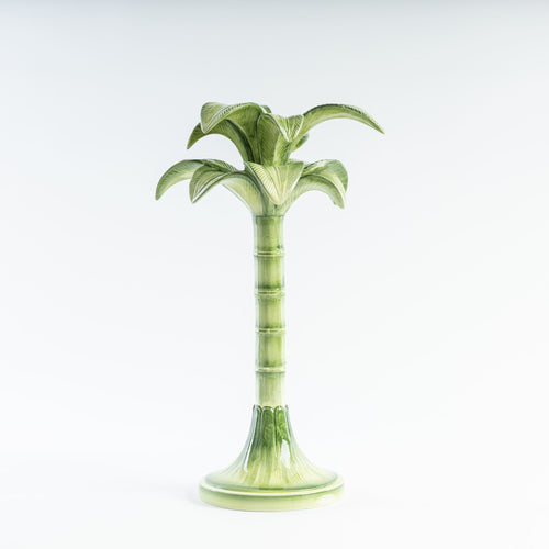 Green Palm Hand-Painted Ceramic Candelabra – 35 cm