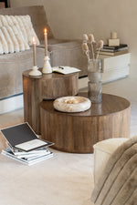 Large Beige Marble Bowl – Low Round Stone Bowl (29cm)