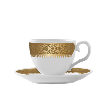 Dimlaj Cordoba Set of 6 Pcs Turkish Coffee Cups and Saucers (22K) gold gilded