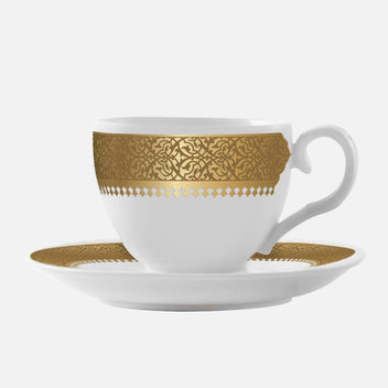 DIMLAJ Cordoba Gold Tea Cup and Saucer, Set of 6