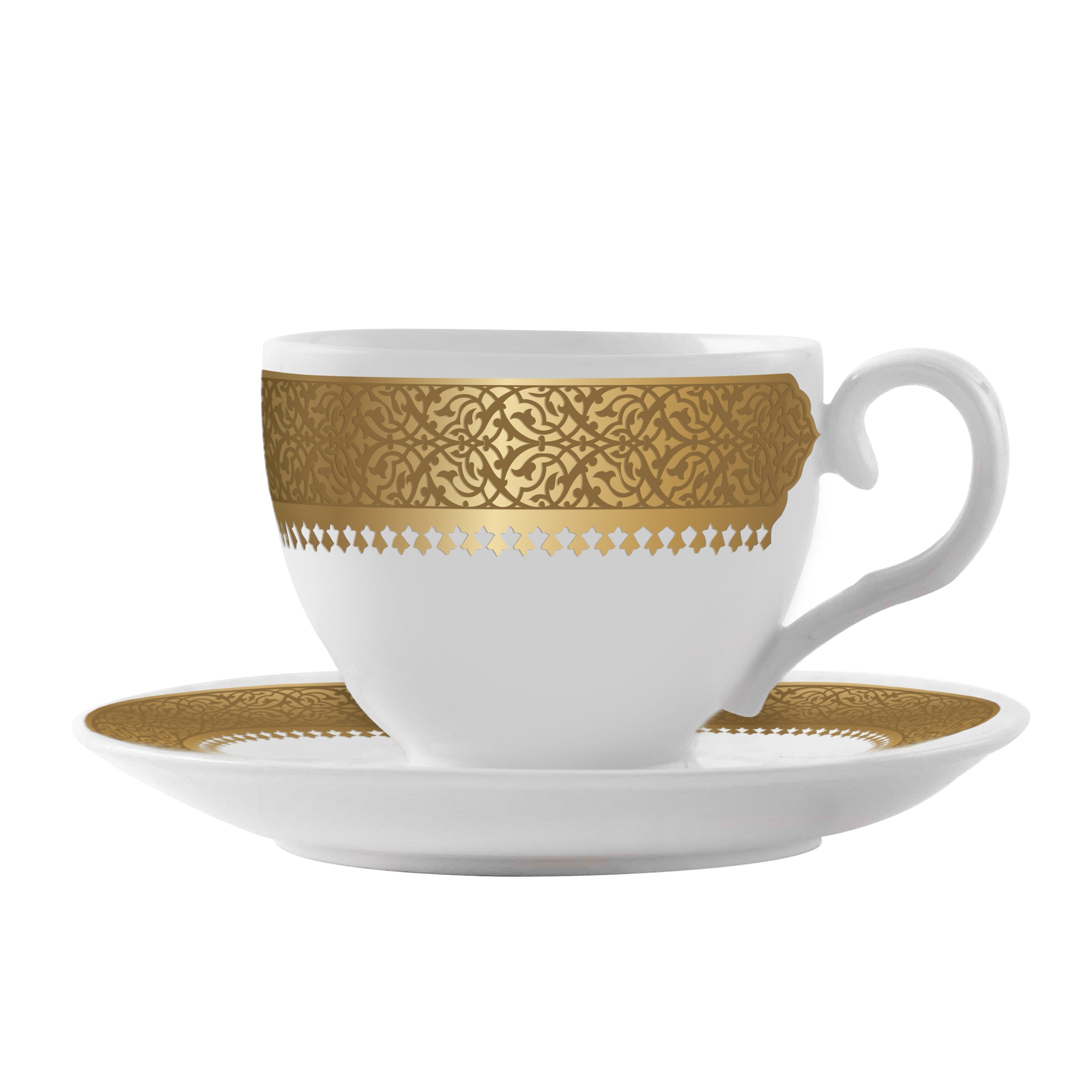Dimlaj Cordoba Set of 6 Pcs Tea Cups and Saucers (Gold) - Premium Tea Cups from Cordoba By Dimlaj - Just $265! 