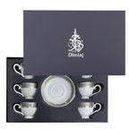 Dimlaj Cordoba Set of 6 Pcs Tea Cups and Saucers (Platinum) - Premium Tea Cups from Cordoba By Dimlaj - Just $265! 