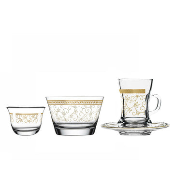 Dimlaj Touch Tendril 19 Pcs Assorted Drinkware Gift Set (GOLD)