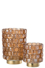 Hurricane Square Mosaic Glass Candle Holder – Large