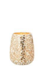 Crackled Glass Candle Holder – Gold Decorative Candle Light