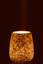 Crackled Glass Candle Holder – Gold Decorative Candle Light