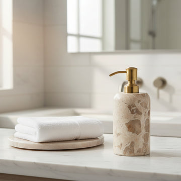 Marble Soap Dispenser – Beige/Gold