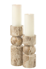 Candle Holder Marble Beige – Large Stone Pillar Holder