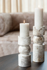 Candle Holder Marble Beige – Large Stone Pillar Holder