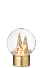 LED Glass Reindeer Ornament – Gold/White Large