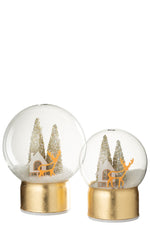 LED Glass Reindeer Ornament – Gold/White Large