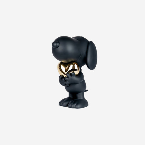 Snoopy Heart Small Figurine - Black/Gold