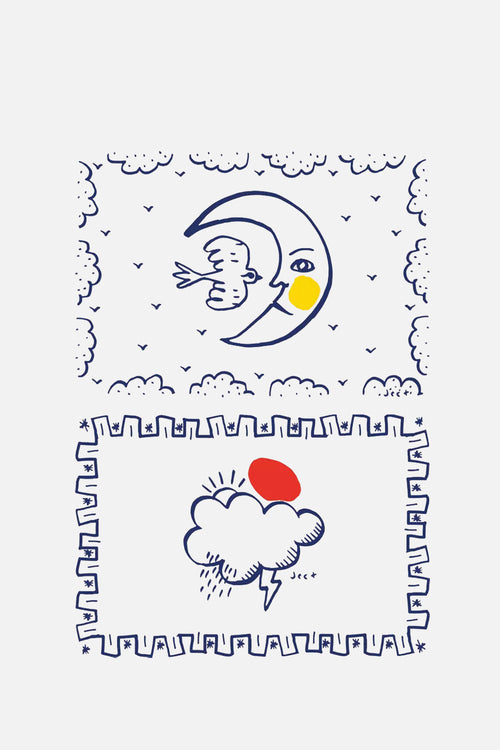 2 matching placemats: Moon + Cloud - L'Archipel Sentimental