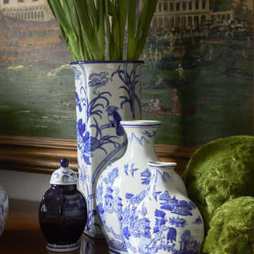 مزهرية من الخيزران بنمط صيني، ارتفاع 45 سم، قطر 20 سم