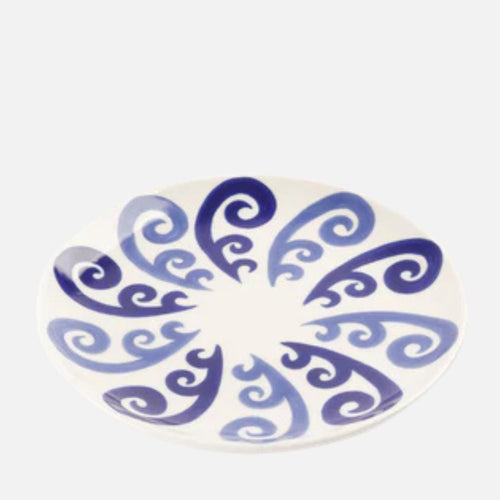 Athenee Peacock Dessert Plate – Two‑Tone Blue 21 cm