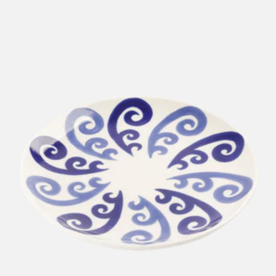 Athenee Peacock Dessert Plate – Two‑Tone Blue 21 cm