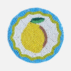 قواعد أكواب مزينة بالخرز - ليموني - مجموعة من 4 قطع