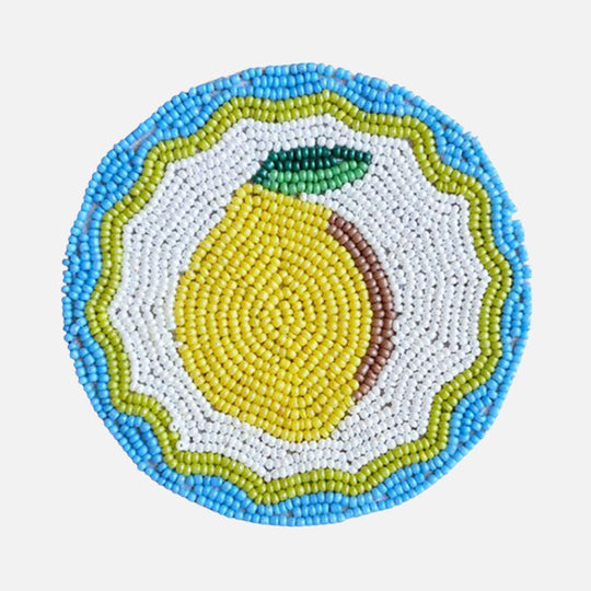 Beaded Coasters - Lemon, Set of Four