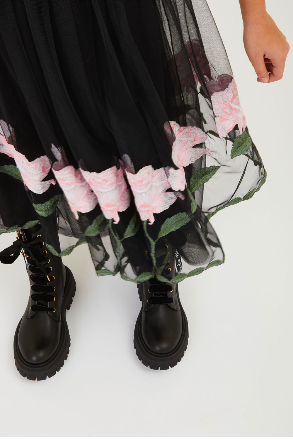 Black Tulle Rose Skirt for Girls