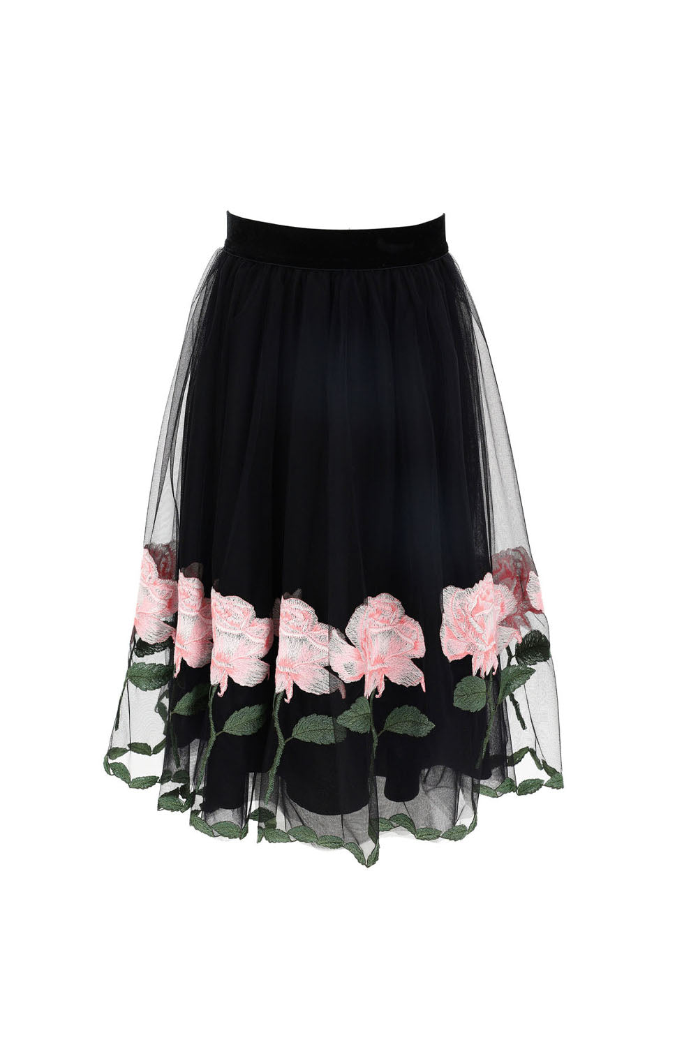 Black Tulle Rose Skirt for Girls