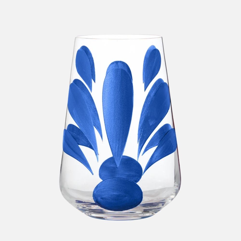Blue Kallos Water Glasses – Hand‑Painted Set of 2