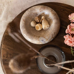 Large Beige Marble Bowl – Low Round Stone Bowl (29cm)