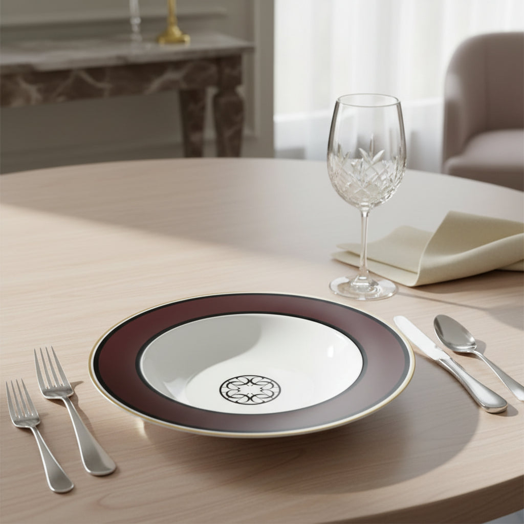 Burgundy Deep Plate 23Cm