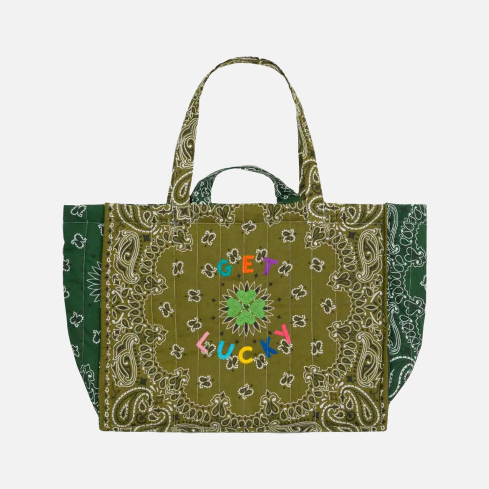 Call It Maxi Cabas Matelassé-Get Lucky Bronze/ Vert Week-End Tote Bag