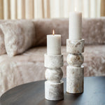Candle Holder Marble Beige – Large Stone Pillar Holder