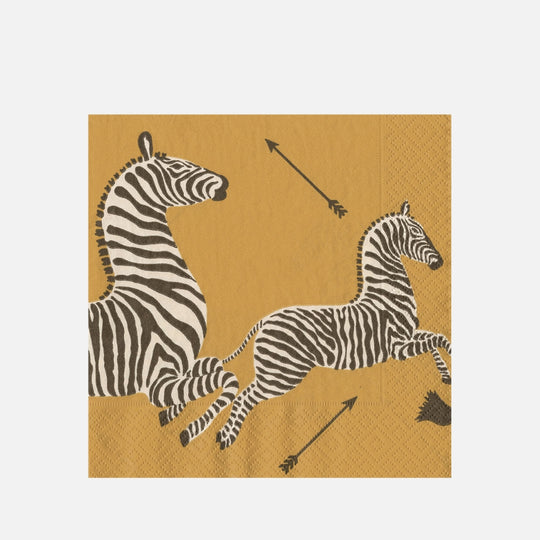 Caspari 40 boxed napkins-Gold Zebras