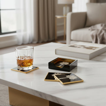 مجموعة قواعد الأكواب Caspari Lacquer - Black Gr