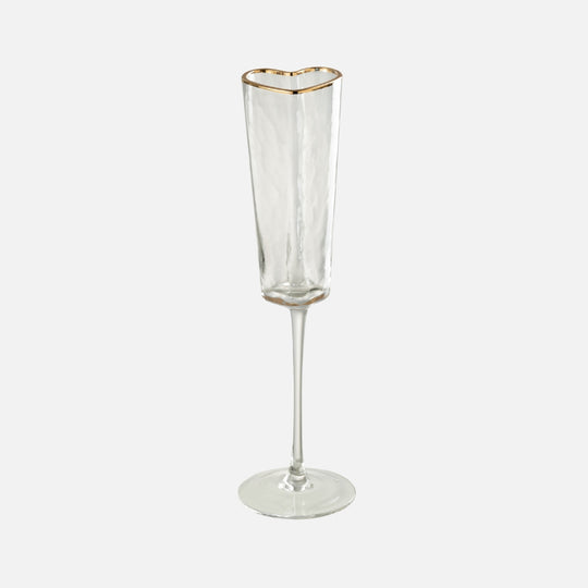 Heart Champagne Glasses – Gold & Transparent