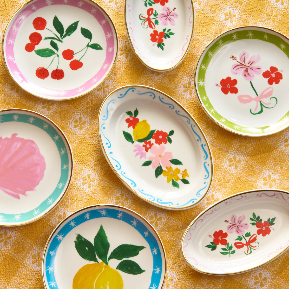 Dipinto Flowers and Lemon Oval Tray, 19.5x13cm